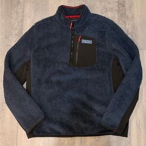 Vineyard Vines Men's Dark Blue Sherpa 1/4 Zip Jacket